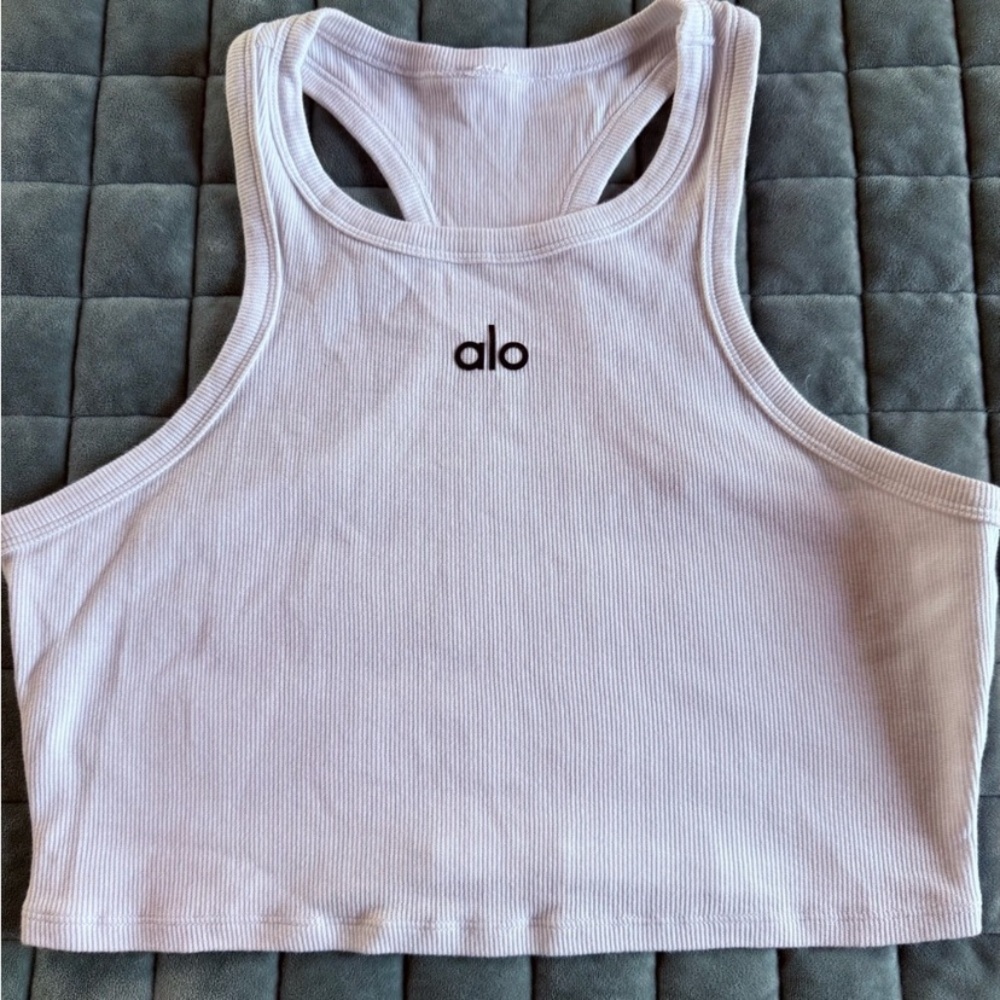 ALO Yoga Ribbed White Tank Top